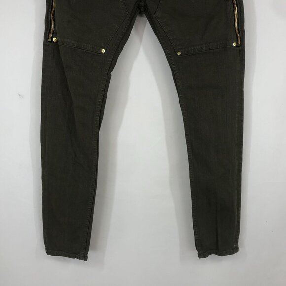 MR. COMPLETELY - MENS 32 - OLIVE DOUBLE PANEL ZIPPERS JEANS Rockstar Goth Grunge - Picture 3 of 8